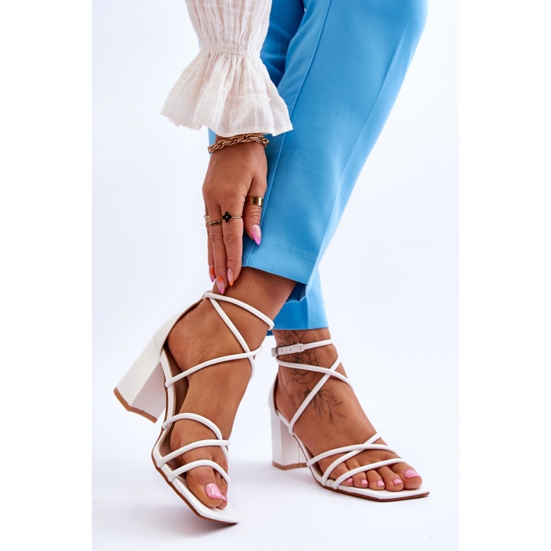 FJ1 Sandali Con Tacco Donna Alla Moda In Pelle Bianco Primma 2