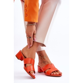 FJ1 Pantofole in pelle con tacco basso Miley arancione classico arancia 2