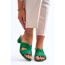 FJ1 Sandali classici in pelle con tacco basso Miley Green verde 1
