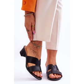 Sandali classici in pelle nera con tacco basso Miley nero 1