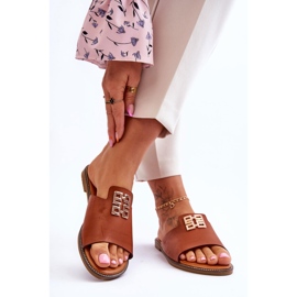 FJ1 Pantofole Comode Alla Moda Da Donna Con Decorazione Ayanna Cammello marrone 2