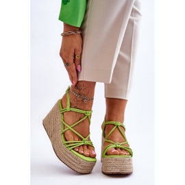 Sandali Alla Moda Con Zeppa Con Treccia Verde Nessia 1
