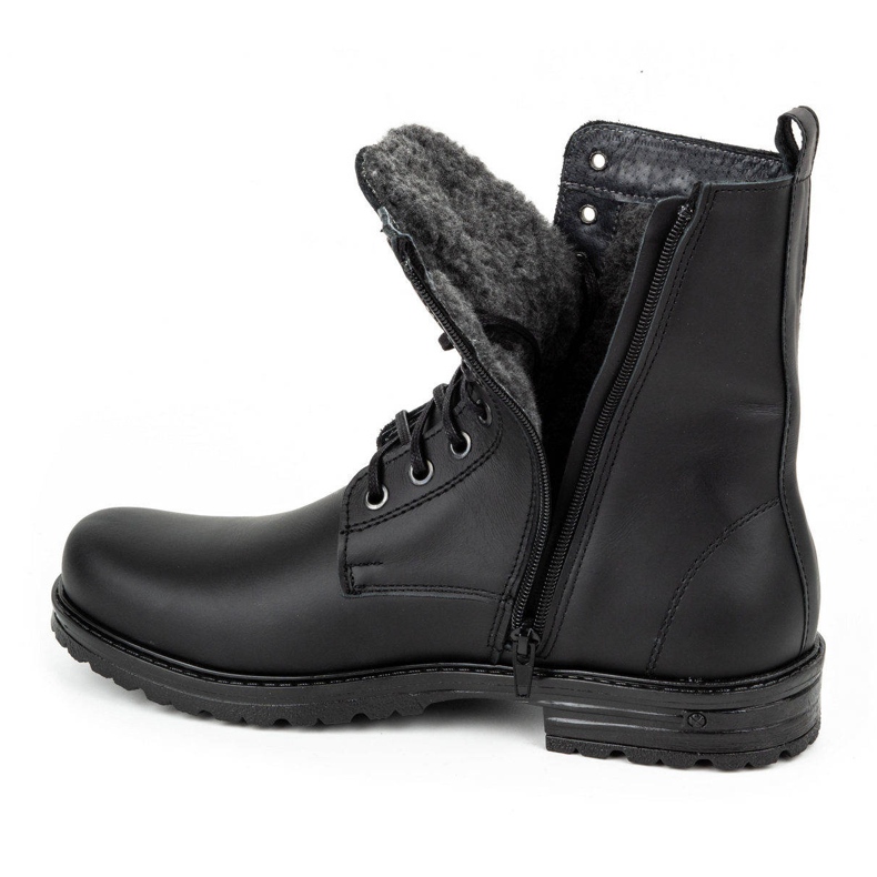 Polbut Stivaletti Chelsea da uomo in pelle militare polacca 2118S, neri nero 1