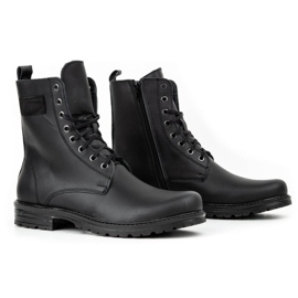 Polbut Stivaletti Chelsea da uomo in pelle militare polacca 2118S, neri nero 2
