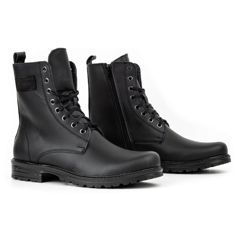 Polbut Stivaletti Chelsea da uomo in pelle militare polacca 2118S, neri nero 2