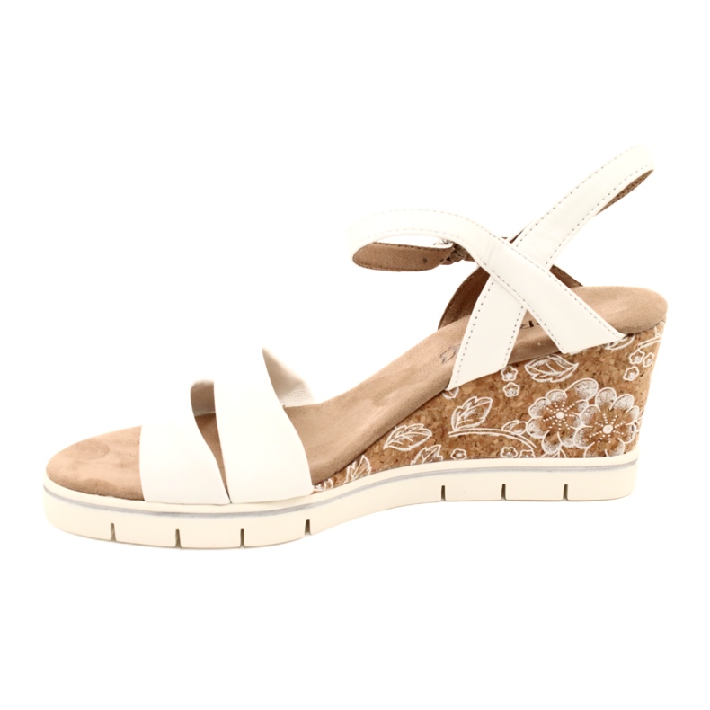 Sandali in pelle con zeppa Caprice 9-28710-20 160 Softnap bianco bianca 4