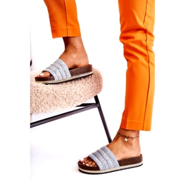 S.Barski Infradito classiche da donna con catena, blu 3