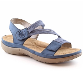 Comodi sandali da donna con velcro blu Rieker 64870-14 6
