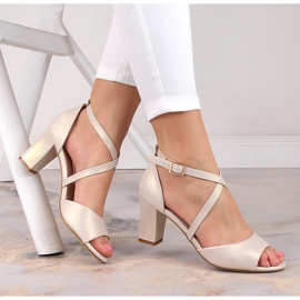 Sandali da donna beige perla sul palo Sergio Leone SK862 2