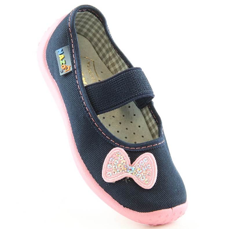 Ballerine bambina per asilo e scuola con elastico Nazo N002BAW rosa 1