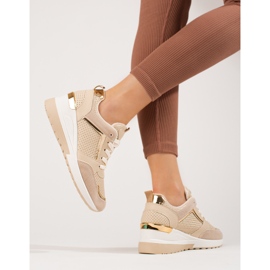 Sneakers con zeppa Shelovet beige da donna 2