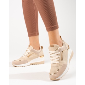 Sneakers con zeppa Shelovet beige da donna 1
