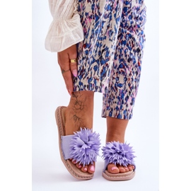Pantofole Da Donna In Camoscio Con Decoro Giorgia Viola 1