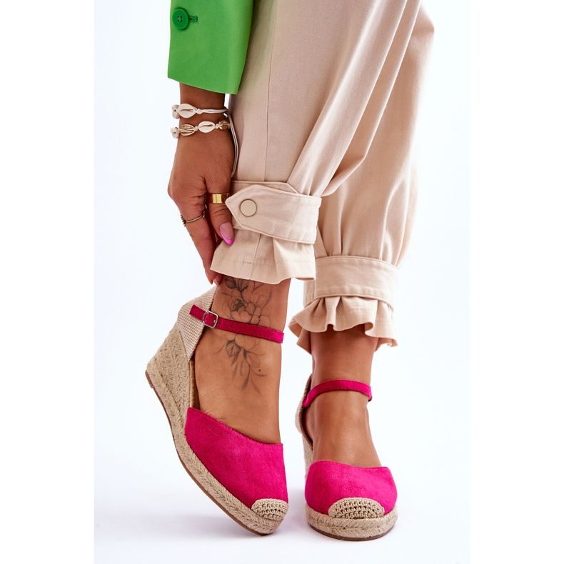 Espadrillas con zeppa in camoscio Cammer fucsia rosa 1