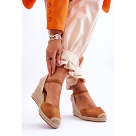 Espadrillas con zeppa in pelle scamosciata Cammer color cammello marrone 2
