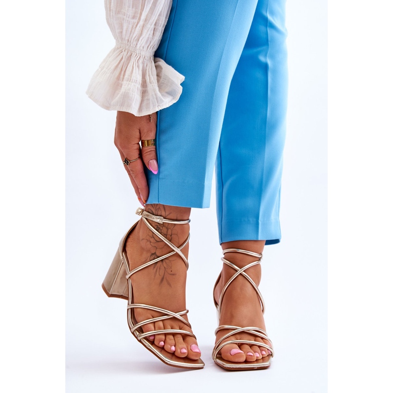 FJ1 Sandali da donna alla moda in pelle Oro Primma Tacchi alti d'oro 1