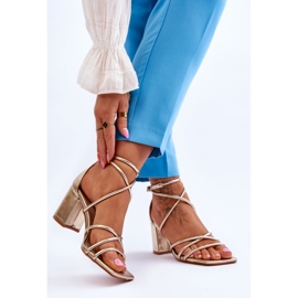 FJ1 Sandali da donna alla moda in pelle Oro Primma Tacchi alti d'oro 2