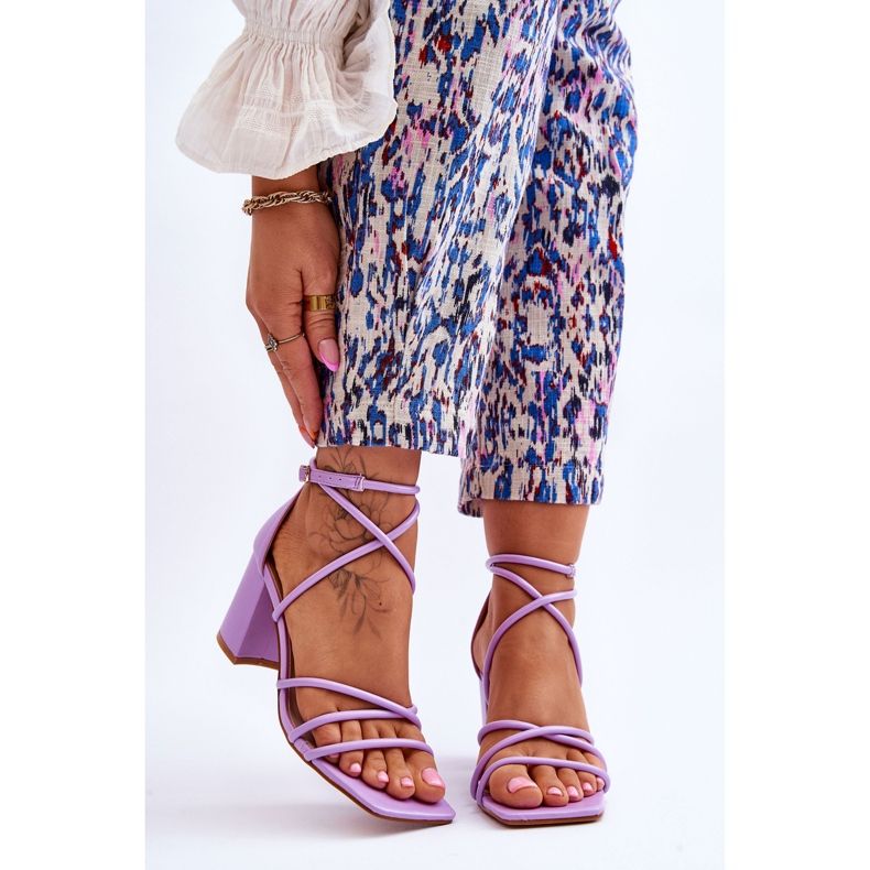 Sandali da donna alla moda in pelle Viola Primama Tacchi alti 1