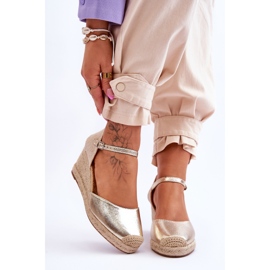 Sandali con zeppa in pelle Espadrillas Gold Cammer d'oro 1