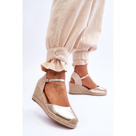 Sandali con zeppa in pelle Espadrillas Gold Cammer d'oro 2