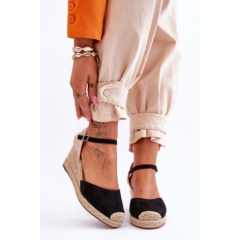Espadrillas in camoscio Sandali con zeppa Black Cammer nero 1