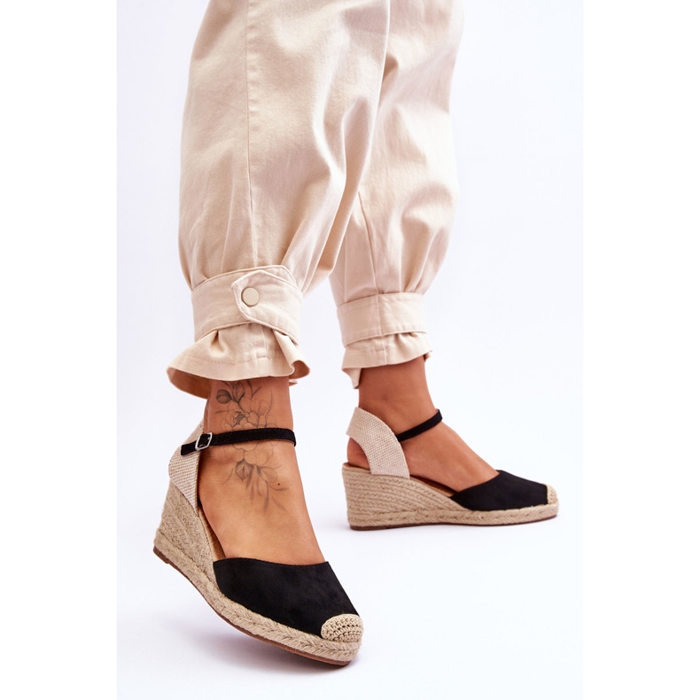 Espadrillas in camoscio Sandali con zeppa Black Cammer nero 2