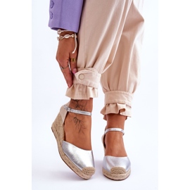 Espadrillas in pelle Sandali con zeppa Silver Cammer d'argento 1
