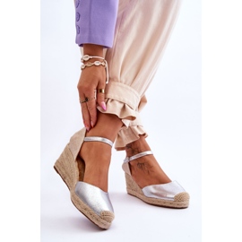 Espadrillas in pelle Sandali con zeppa Silver Cammer argento 2