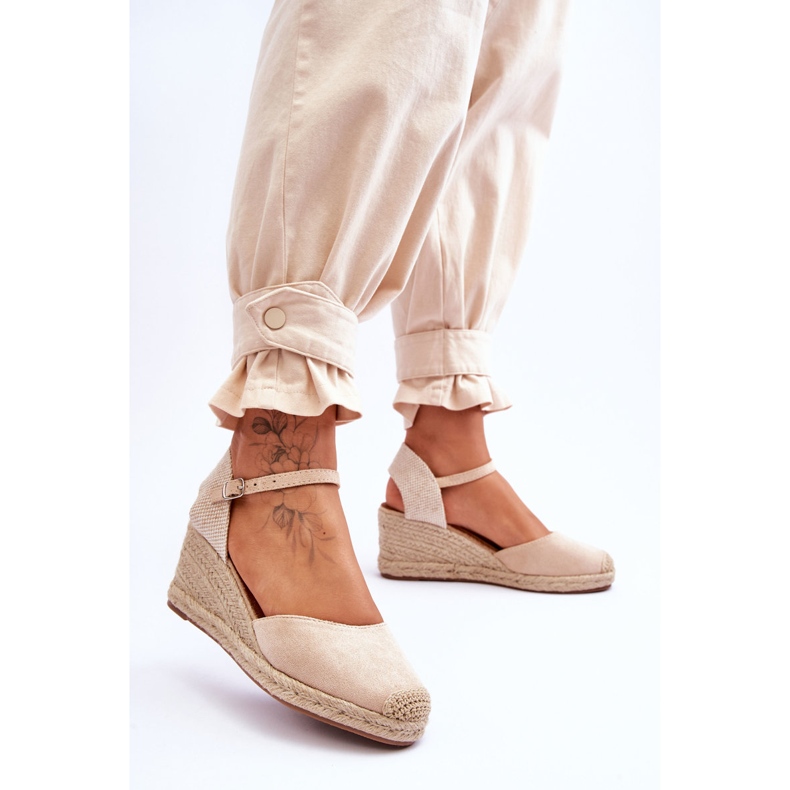 Espadrillas in camoscio Sandali con zeppa Beige Cammer marrone 2