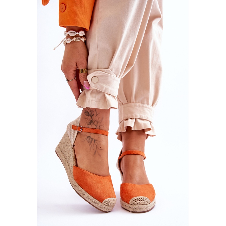 Espadrillas in pelle scamosciata Sandali con zeppa Arancione Cammer arancia 1