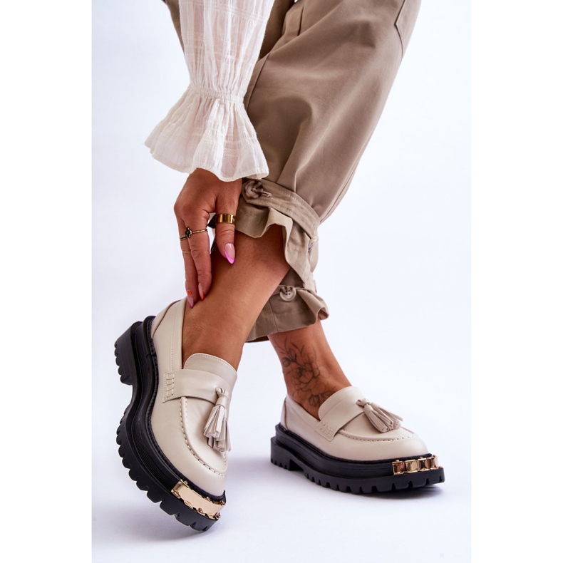 Lonisa Lonis Mocassini Classici Con Frange Beige 2