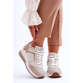 Sneakers con zeppa da donna Bianco-Beige Nomera bianca 1