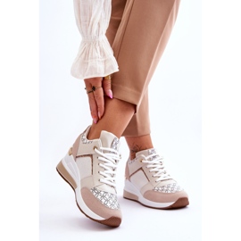 Sneakers con zeppa da donna Bianco-Beige Nomera bianca 2