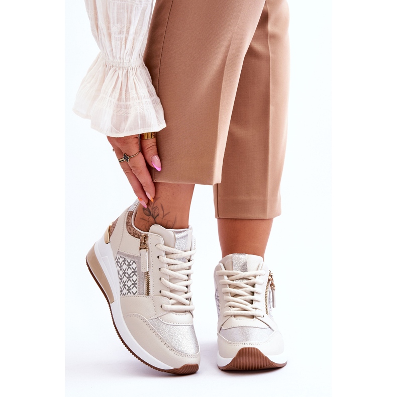 Sneakers con Zeppa da Donna alla Moda Beige Jolly 1
