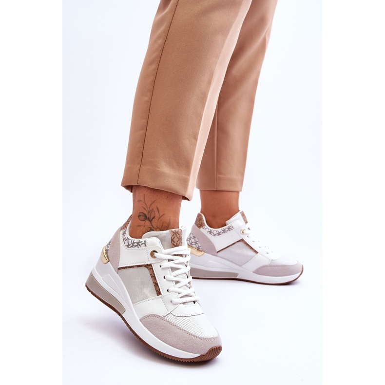 Sneakers con zeppa da donna bianche Chevre bianca 2