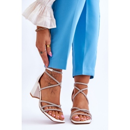 FJ1 Sandali In Pelle Da Donna Con Tacco Alto Con Cubic Zirconia Bianco Liviano 1