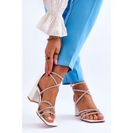 FJ1 Sandali In Pelle Da Donna Con Tacco Alto Con Cubic Zirconia Bianco Liviano 2