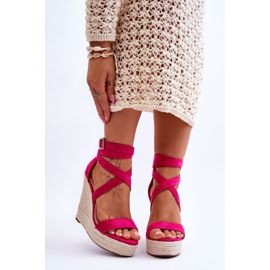 FJ1 Comodi sandali con zeppa alta fucsia Lemira rosa 1