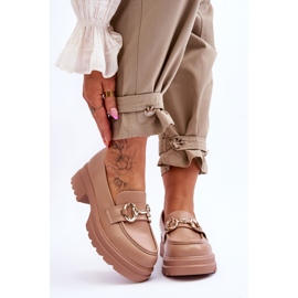 FJ1 Mocassini In Pelle Da Donna Beige Albie 1
