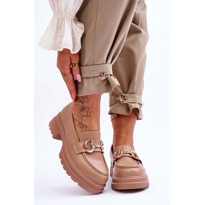 FJ1 Mocassini In Pelle Da Donna Beige Albie 1