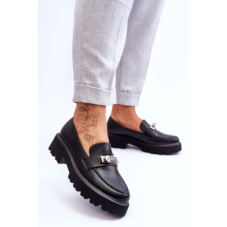 Mocassino In Pelle Con Decorazione Plateau Black Glory nero 2