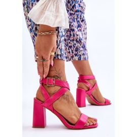 Eleganti sandali Michele fucsia su un tacco rosa 2