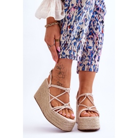 Nessia Sandali Alla Moda Con Zeppa Con Treccia Beige marrone 1