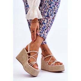 Nessia Sandali Alla Moda Con Zeppa Con Treccia Beige marrone 2