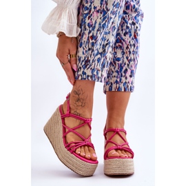 Sandali Alla Moda Con Zeppa Con Treccia Nessia Fucsia rosa 1