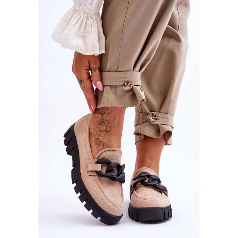 Vinceza Mocassini con plateau in pelle scamosciata da donna Beige Bennett nero 1