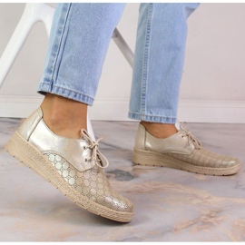 Scarpe da donna comode in pelle dorate Helios 401 d'oro 2