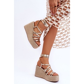 FJ1 Sandali con zeppa Margaritt dorati d'oro 2