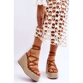 Sandali con zeppa in pelle Marrone Margaritt 1