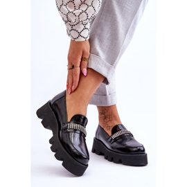 Mocassini alla moda sulla piattaforma con decorazioni Laura Messi 2600 nere nero 2